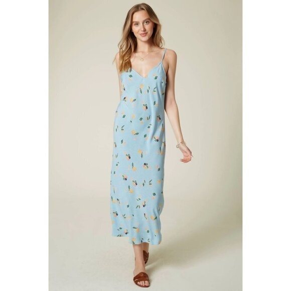 NWT O'Neill Izzy Floral Blue Midi Dress Medium - Picture 5 of 8